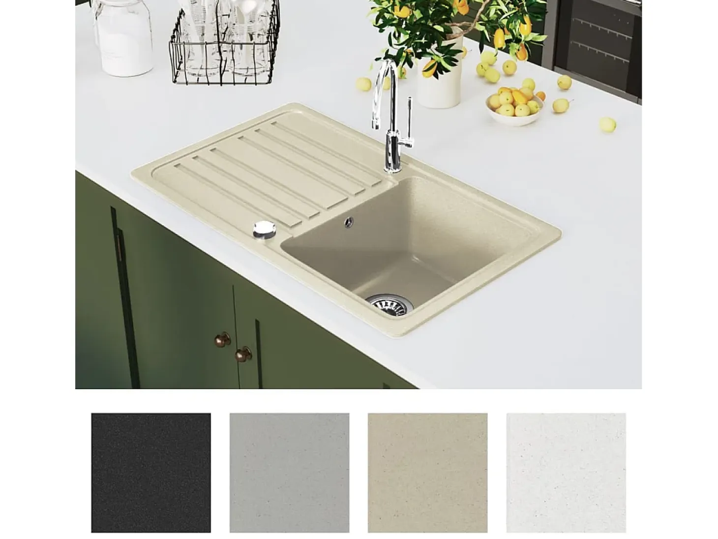 Fregadero de cocina de granito con un seno beige ES307696