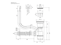 Fregadero de cocina de un seno 50x40cm antracita lavabo con desagüe y rebosadero
