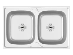 Fregadero de cocina doble seno acero inoxidable 800x500x155 mm ES467275