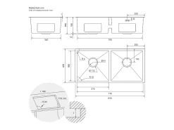 Fregadero de cocina doble 81,5x40cm lavabo plateado de acero con desagüe y sifón