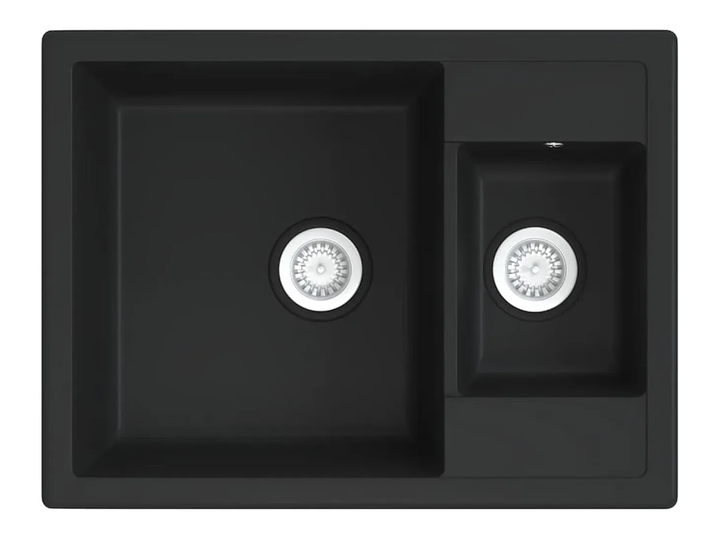 Fregadero de cocina doble seno con rebosadero granito negro ES539434