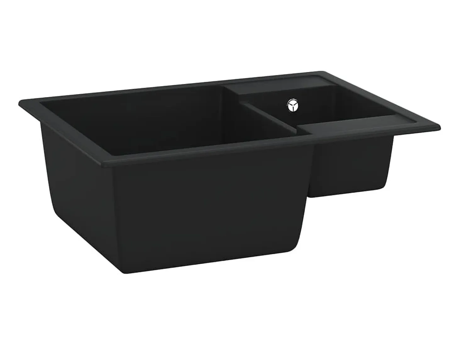 Fregadero de cocina doble seno con rebosadero granito negro ES539434