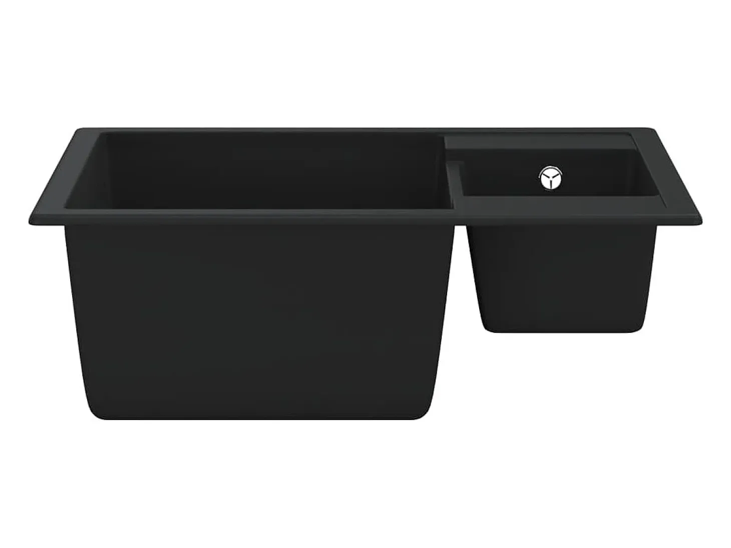 Fregadero de cocina doble seno con rebosadero granito negro ES539434