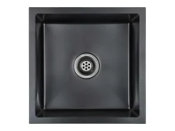 Fregadero de cocina hecho a mano de acero inoxidable negro