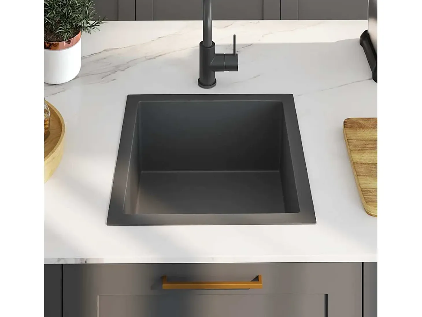 Fregadero de cocina hecho a mano de acero inoxidable negro
