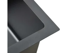 Fregadero de cocina hecho a mano de acero inoxidable negro