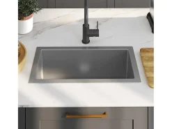 Fregadero de cocina hecho a mano de acero inoxidable