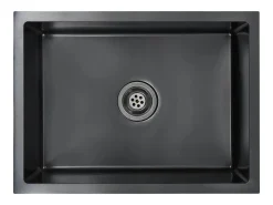 Fregadero de cocina hecho a mano de acero inoxidable negro
