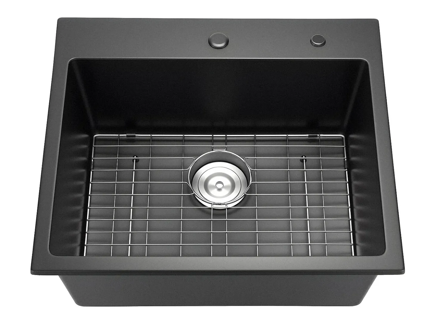 Fregadero de Cocina SucceBuy Moderno en Granito de 63,5 cm, Fregadero de Sobremesa de Cubeta Grande Simple, Cubeta Lavadora Empotrable con Múltiples Accesorios