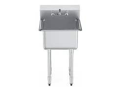 Fregadero de Servicio, SucceBuy, 53.3x104.1CM, Fregadero de Servicio y Preparación de un Compartimento con Protector Contra Salpicaduras de Acero Inoxidable