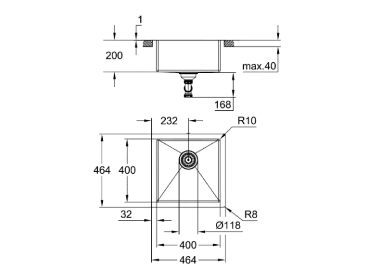 Fregadero GROHE 1 seno en acero inoxidable K700
