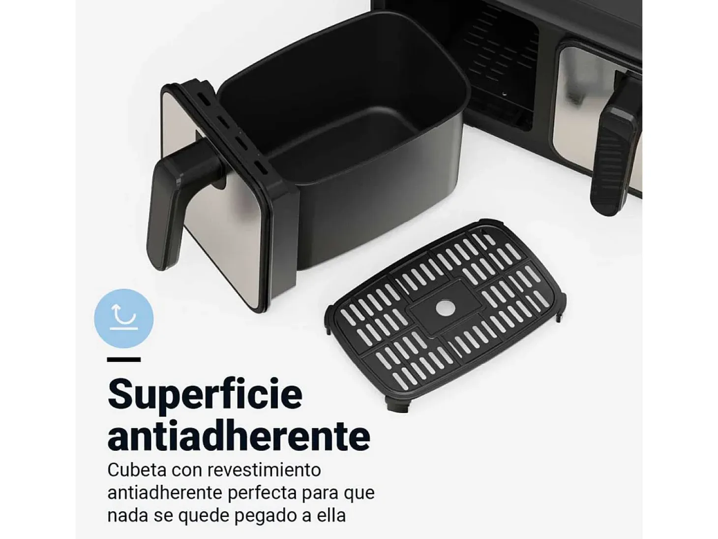 Freidora de aire Air Crispy 6008DB Universal Blue 2200W 8L 2 cubetas negro/inox