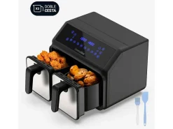 Freidora de aire Air Crispy 6008DB Universal Blue 2200W 8L 2 cubetas negro/inox