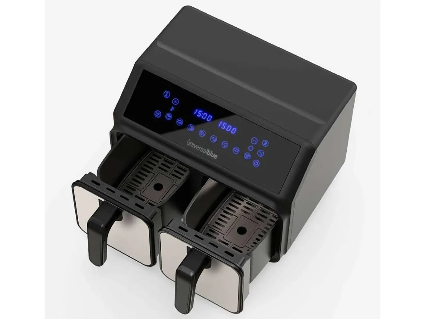 Freidora de aire Air Crispy 6008DB Universal Blue 2200W 8L 2 cubetas negro/inox