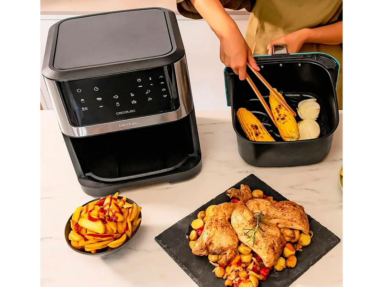 Freidora de aire Cecotec Cecofry Supreme 8000 1800W 8L 10 modos inox