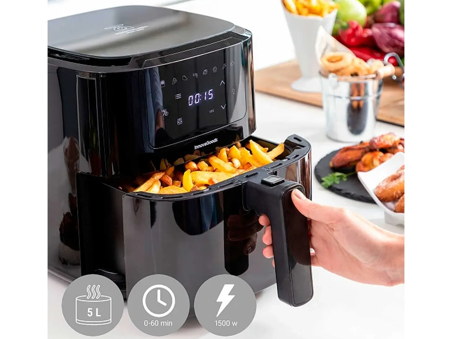 Freidora de aire Fryinn Balance 5000 Innovagoods 1500W 5L negro