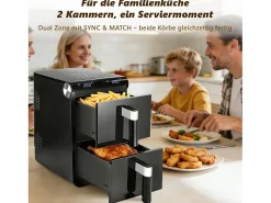 Freidora de aire Nettlife de 2 compartimentos y 11 L, 13 en 1, doble zona apilada, 2800 W, pantalla táctil, temporizador, cestas aptas para lavavajillas