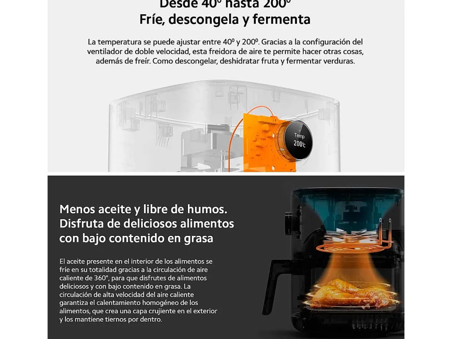Freidora de aire Xiaomi Mi Smart Air Fryer 1500W 3,5L conexión WiFi blanco