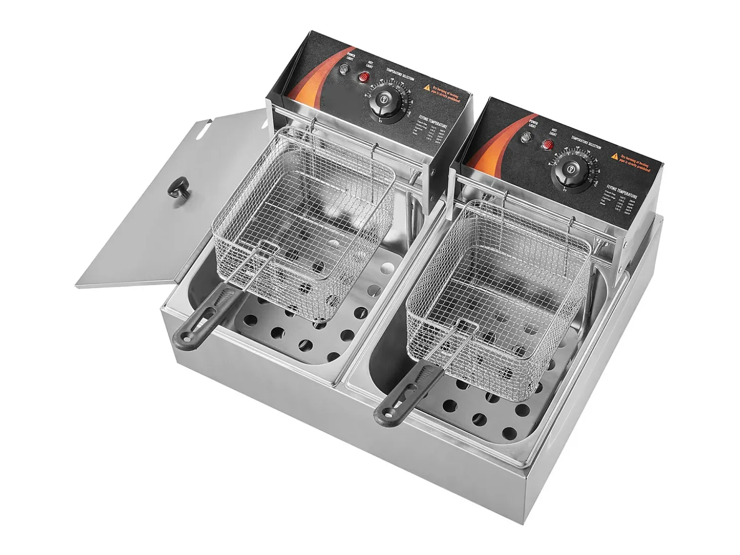 Freidora Eléctrica Comercial SucceBuy, Capacidad de 24 L, Freidora de Mostrador de Acero Inoxidable de 5 000 W con Dos Canastas Extraíbles