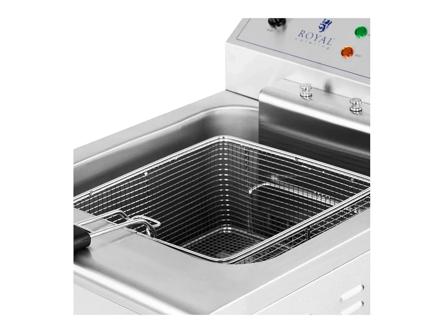 Freidora eléctrica de 13 litros 5000 vatios grifo de vaciado zona fría sobre mueble profesional de acero inoxidable 14_0003985
