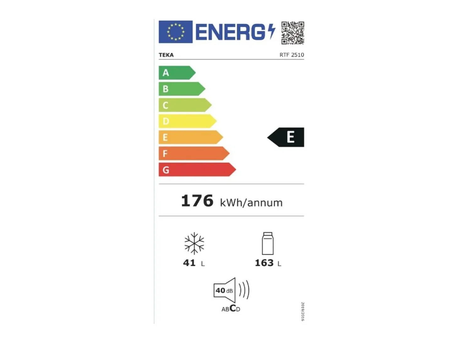 Frigorífico 2 puertas Teka RTF2510 Inverter 204L E blanco 143 cm