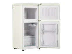 Frigorífico de 60L con 2 puertas e iluminación LED - Consumo energético 102 kWh/año - Blanco crema