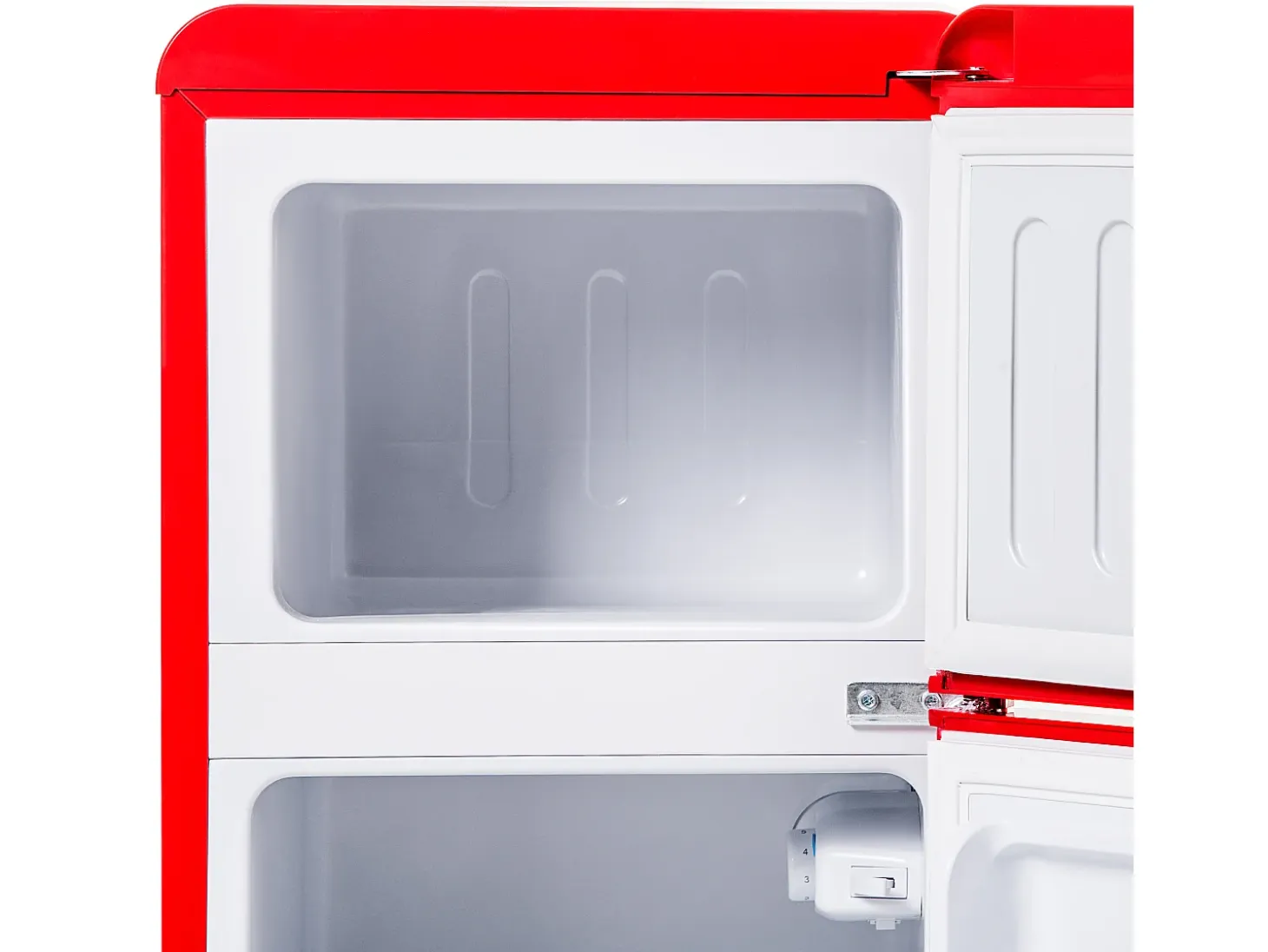 Frigorífico de 60L con 2 puertas e iluminación LED - Consumo energético 102 kWh/año - Rojo