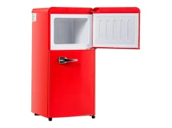 Frigorífico de 60L con 2 puertas e iluminación LED - Consumo energético 102 kWh/año - Rojo