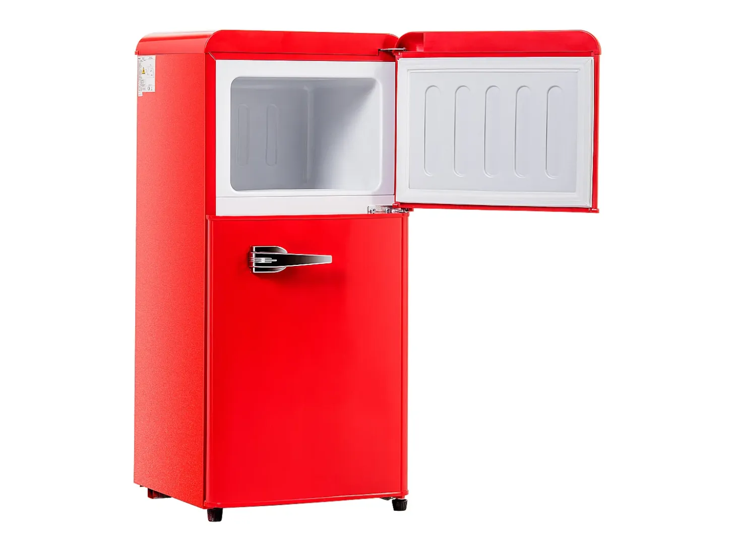 Frigorífico de 60L con 2 puertas e iluminación LED - Consumo energético 102 kWh/año - Rojo