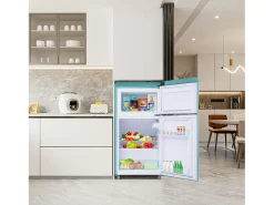 Frigorífico estilo retro de 72L con 2 puertas e iluminación LED - Congelador de 21L - Azul-verde