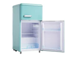 Frigorífico estilo retro de 72L con 2 puertas e iluminación LED - Congelador de 21L - Azul-verde