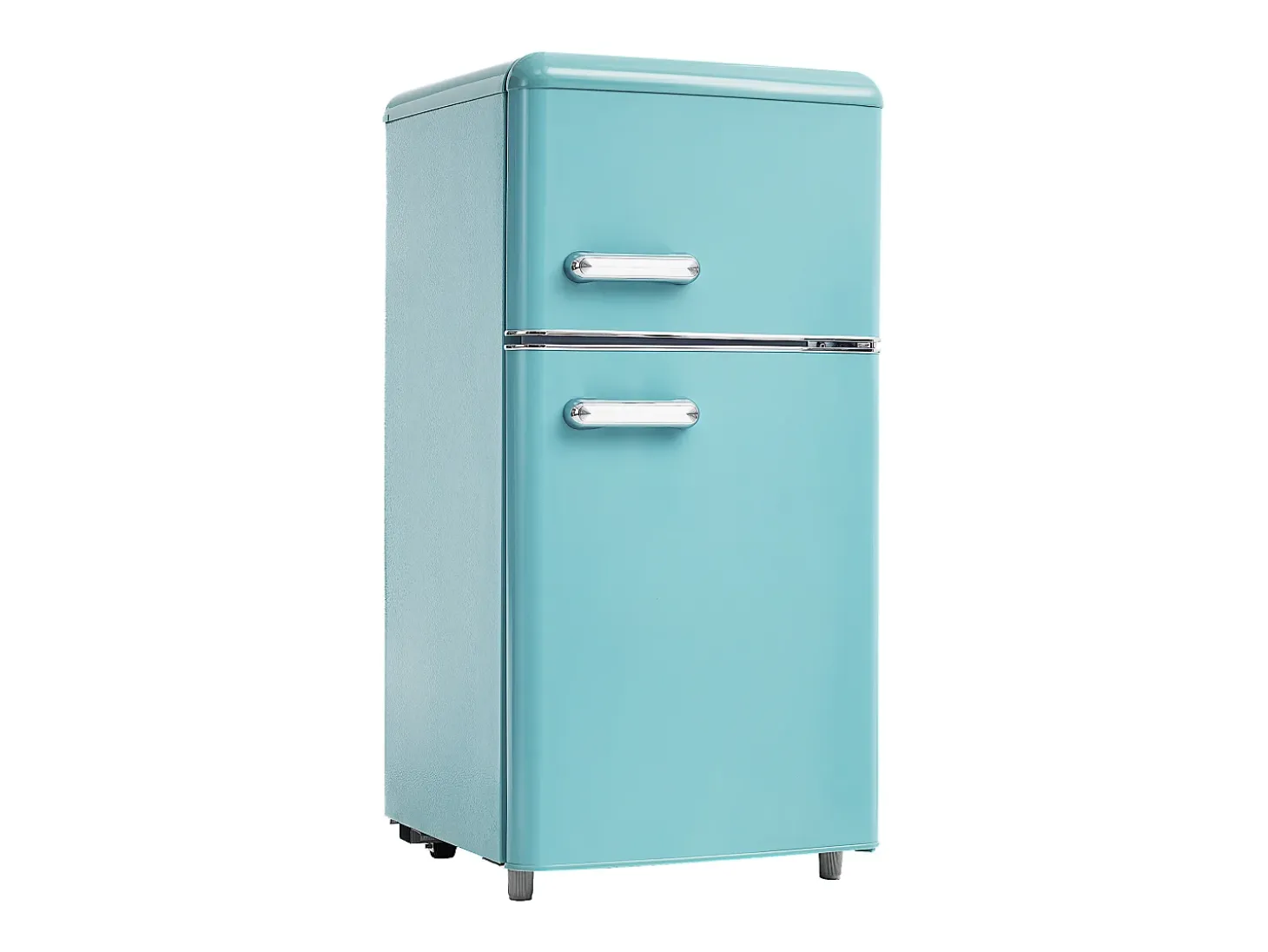 Frigorífico estilo retro de 72L con 2 puertas e iluminación LED - Congelador de 21L - Azul-verde