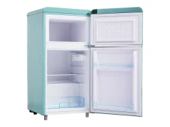Frigorífico estilo retro de 72L con 2 puertas e iluminación LED - Congelador de 21L - Azul-verde