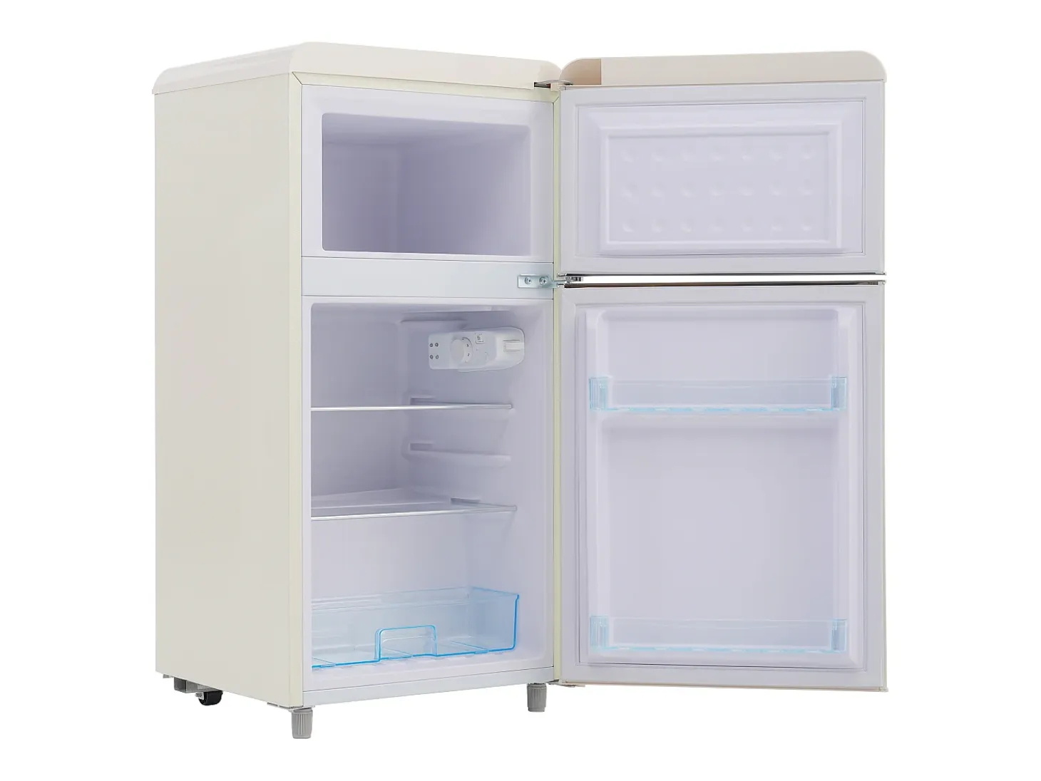 Frigorífico estilo retro de 72L con 2 puertas e iluminación LED - Congelador de 21L - Blanco