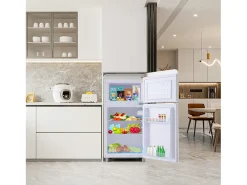 Frigorífico estilo retro de 72L con 2 puertas e iluminación LED - Congelador de 21L - Blanco