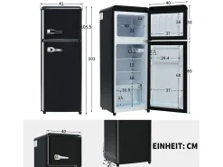 Frigorífico retro de 92L con 2 puertas e iluminación LED - -27°C a 13°C - Negro