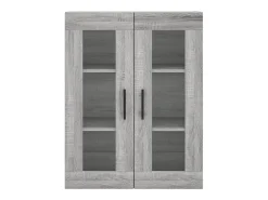 Gabinetes de pared de 2 piezas de madera de ingeniería gris Sonoma