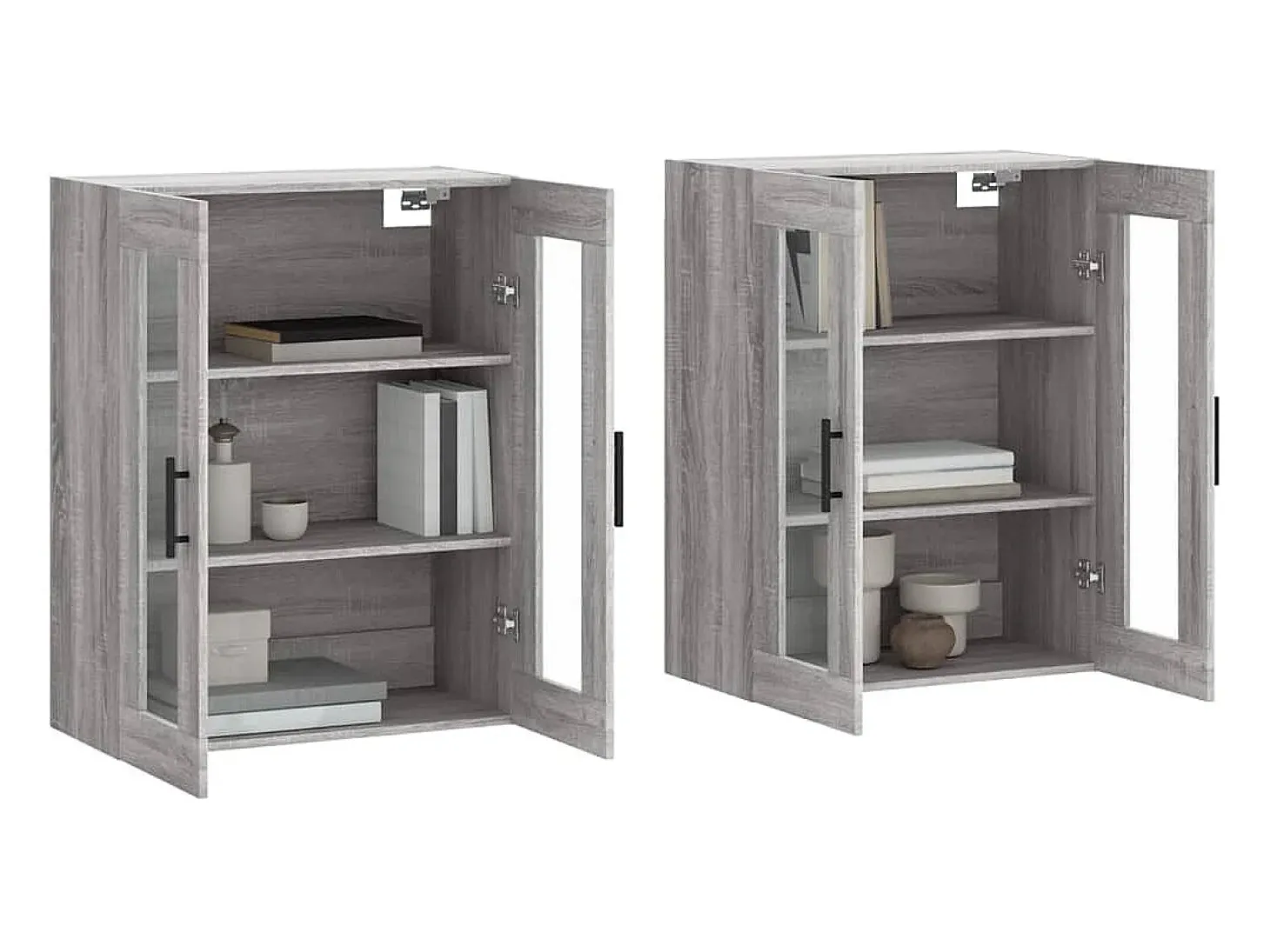 Gabinetes de pared de 2 piezas de madera de ingeniería gris Sonoma