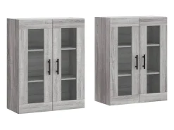 Gabinetes de pared de 2 piezas de madera de ingeniería gris Sonoma