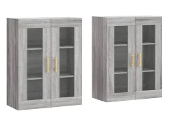 Gabinetes de pared de 2 piezas de madera de ingeniería gris Sonoma