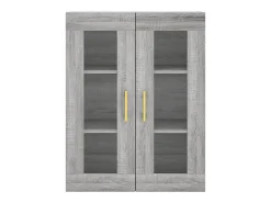 Gabinetes de pared de 2 piezas de madera de ingeniería gris Sonoma