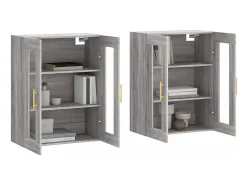 Gabinetes de pared de 2 piezas de madera de ingeniería gris Sonoma