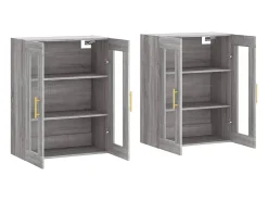 Gabinetes de pared de 2 piezas de madera de ingeniería gris Sonoma