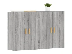 Gabinetes de pared de 2 piezas de madera de ingeniería gris Sonoma