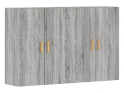 Gabinetes de pared de 2 piezas de madera de ingeniería gris Sonoma