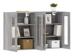 Gabinetes de pared de 2 piezas de madera de ingeniería gris Sonoma