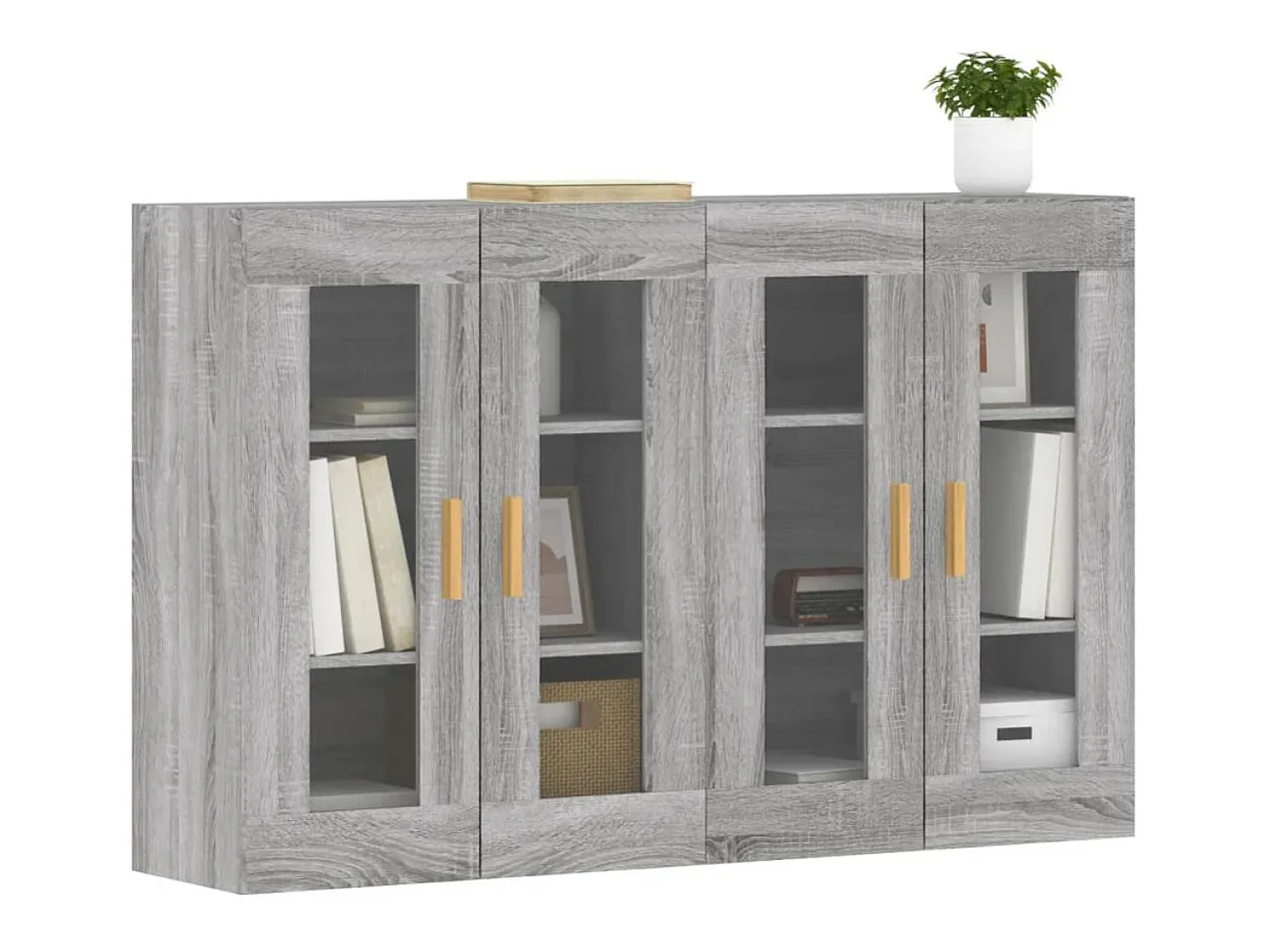 Gabinetes de pared de 2 piezas de madera de ingeniería gris Sonoma
