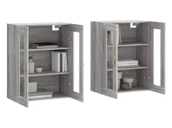 Gabinetes de pared de 2 piezas de madera de ingeniería gris Sonoma