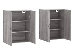 Gabinetes de pared de 2 piezas de madera de ingeniería gris Sonoma