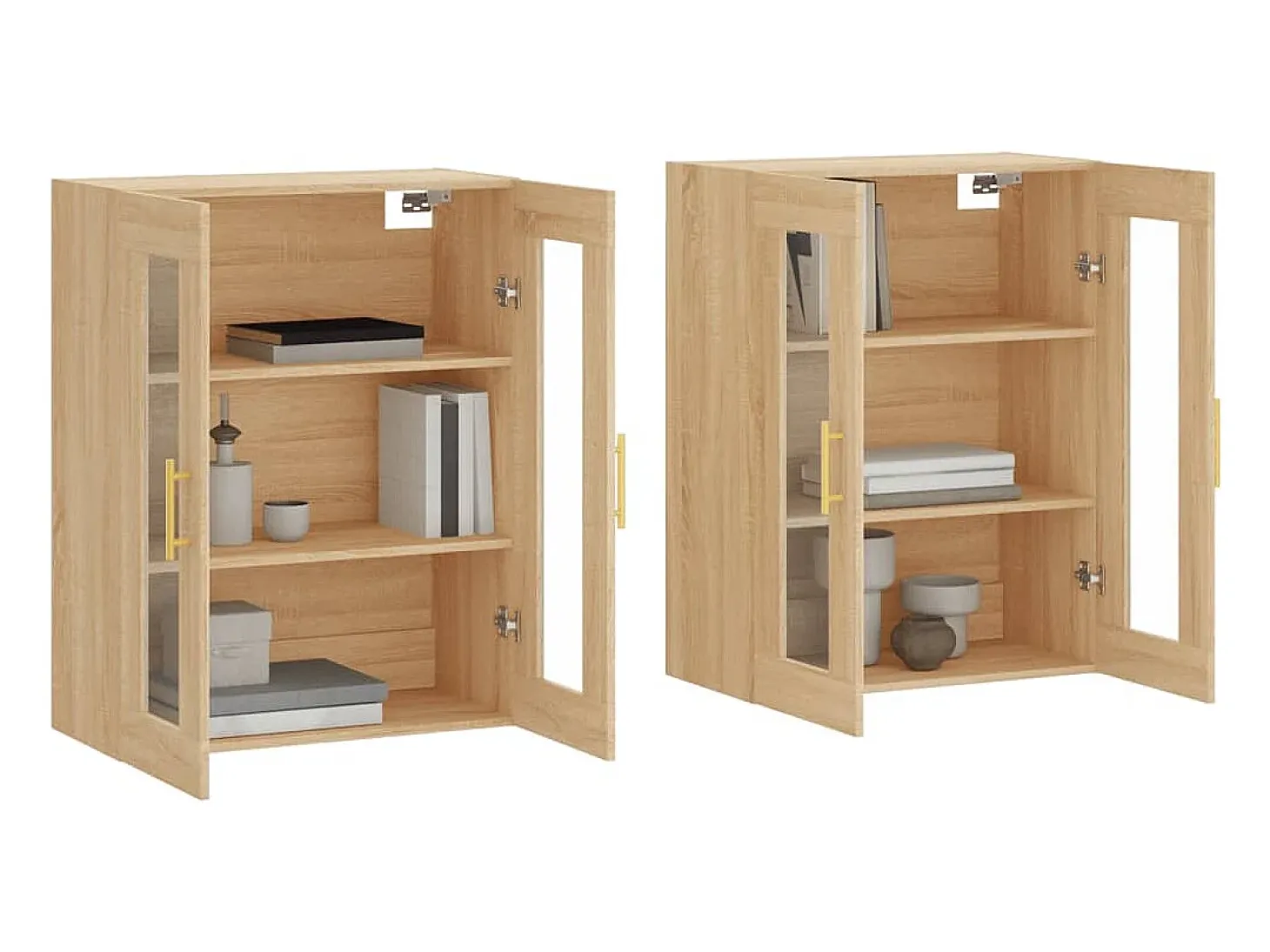 Gabinetes de pared de 2 piezas, roble Sonoma, madera de ingeniería